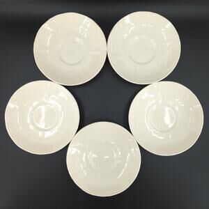 Wedgwood Queens Plain Cup Saucers Plates Off White Set of 5 FLAW